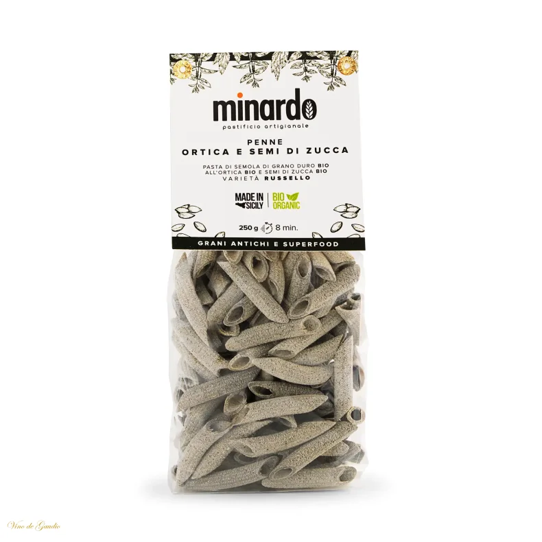 Penne med N�lde &amp; Gr�skarkerner � �kologisk Pasta | Minardo
